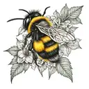 Leafs and Bumblebee and bird tattoo design idea