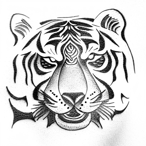 tiger eats wolf tattoo design idea