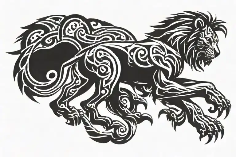 Gladiator with lion head tattoo design idea