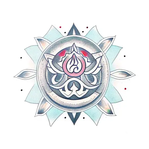 Aum sign and lotus tattoo design idea