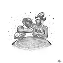 A wrestling ring with friends and family cheering tattoo design idea