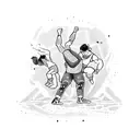 A wrestling ring with friends and family cheering tattoo design idea