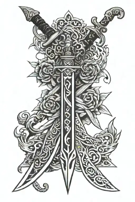 sameri swords crossed tattoo design idea