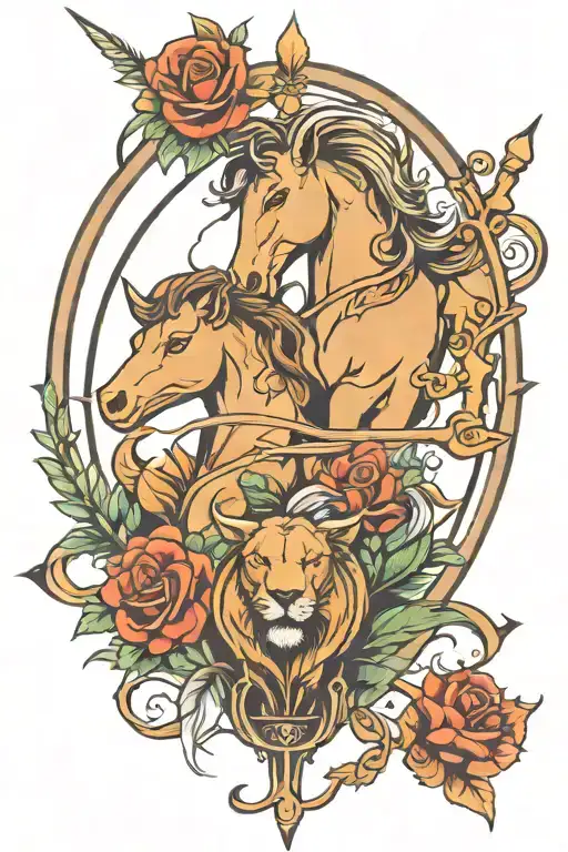 Sagittarius leo couple tattoo tattoo design idea
