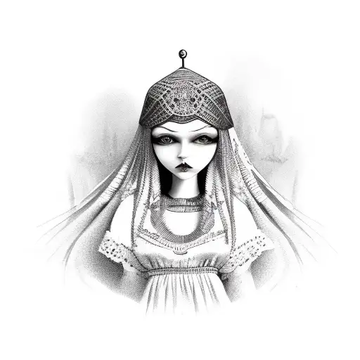 motanka handmade ukrainian doll tattoo design idea