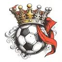 soccer ball on a crown  tattoo design idea