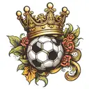 soccer ball on a crown  tattoo design idea