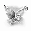 snowy owl flying tattoo design idea