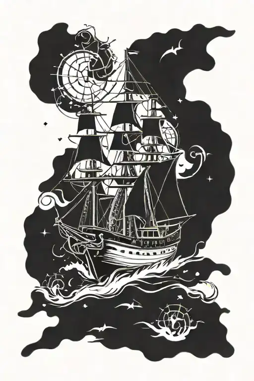 maritime concept tattoo design idea