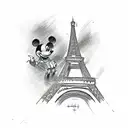 mickey mouse eiffel tower tattoo design idea