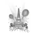mickey mouse eiffel tower tattoo design idea