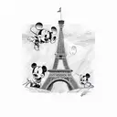 mickey mouse eiffel tower tattoo design idea