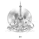 mickey mouse eiffel tower tattoo design idea