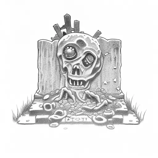 gravestone with a zombie coming out tattoo design idea