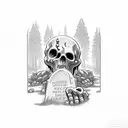 gravestone with a zombie digging out tattoo design idea