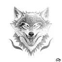 totem wolf shark  tattoo design idea