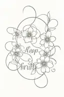 infinity loop flower with name  tattoo design idea