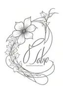 infinity loop flower with name  tattoo design idea