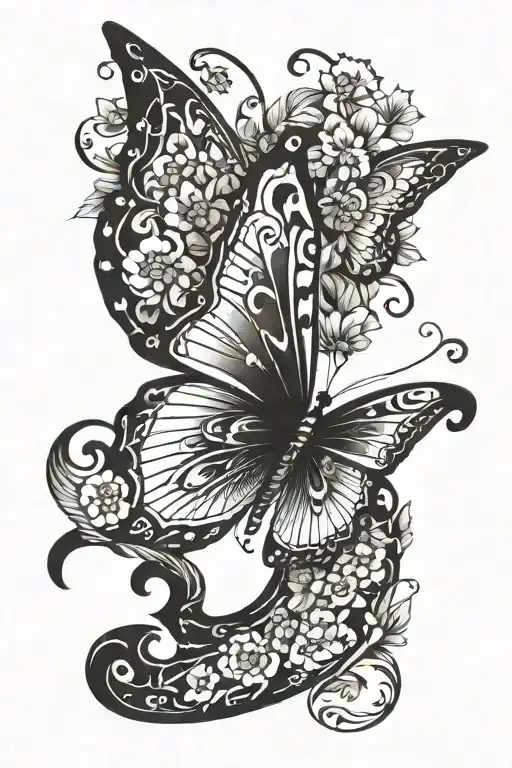 butterfly with number 3 on it tattoo design idea