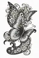 butterfly with number 3 on it tattoo design idea