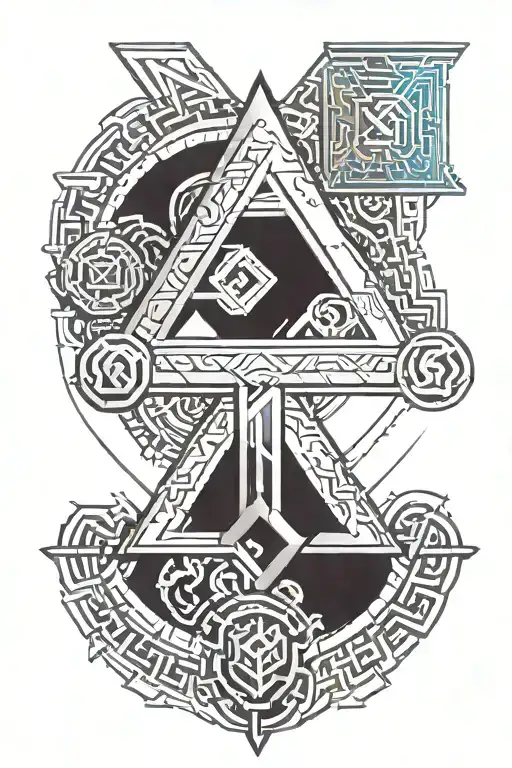 Yggdrasil Hammer of Thor Zen circle Valknut Symbol tattoo design idea