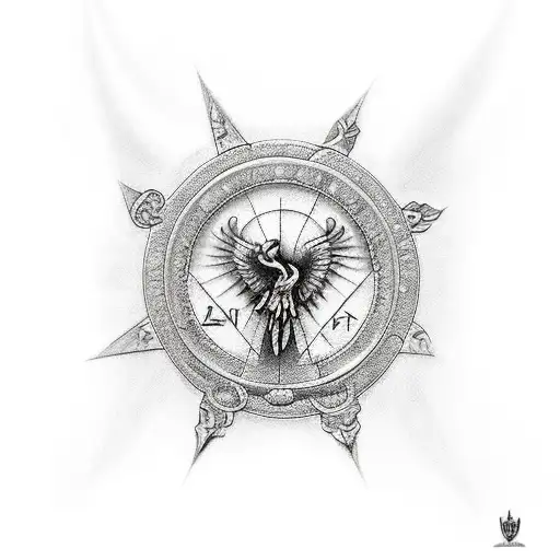 Ave fenix con cruz de la vida tattoo design idea