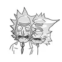 rick & morty pair brother tattoo design idea