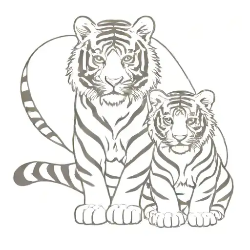 a tiger and her cub tattoo design idea
