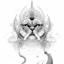 portrait eith cean and ship theme tattoo design idea