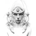 portrait eith cean and ship theme tattoo design idea