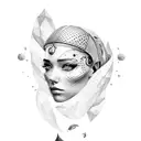 portrait eith cean and ship theme tattoo design idea