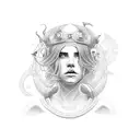 portrait eith cean and ship theme tattoo design idea