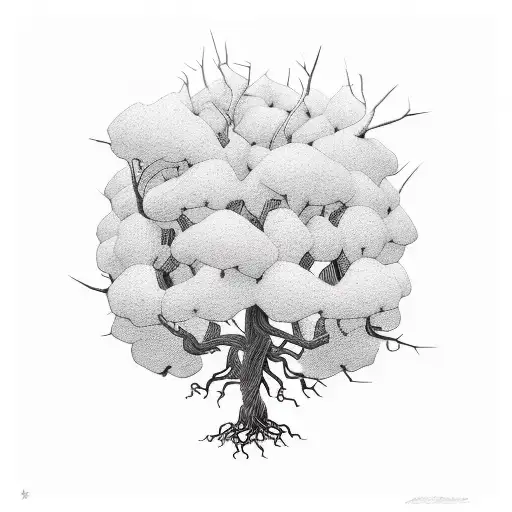 An intricate economic graph intertwined with roots of a tree tattoo design idea