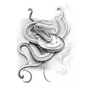 snake and cornflowers tattoo design idea