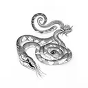 snake and cornflowers tattoo design idea