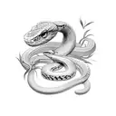 snake and cornflowers tattoo design idea
