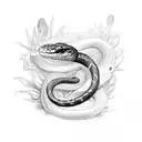snake and cornflowers tattoo design idea