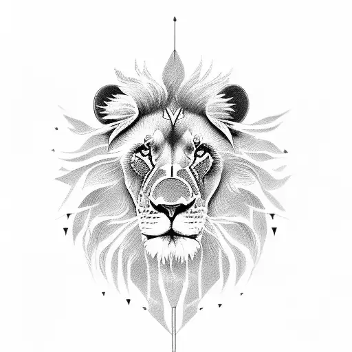 lion with lightning in the back tattoo design idea