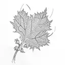 An oak leaf intertwined with blooming flowers tattoo design idea