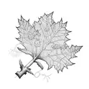 An oak leaf intertwined with blooming flowers tattoo design idea