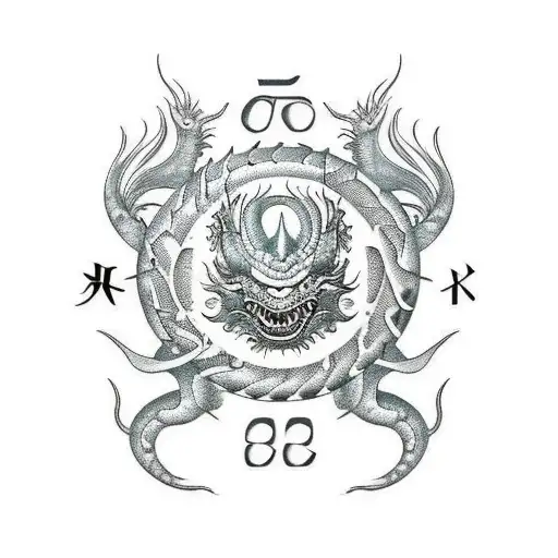 Chinese zodiac dragon, cancer astrological sign tattoo design idea