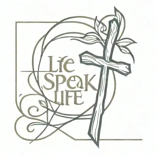speak life, cross, faith, rooted in Christ tattoo design idea