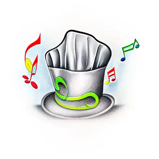 Musical notes forming a chef's hat tattoo design idea