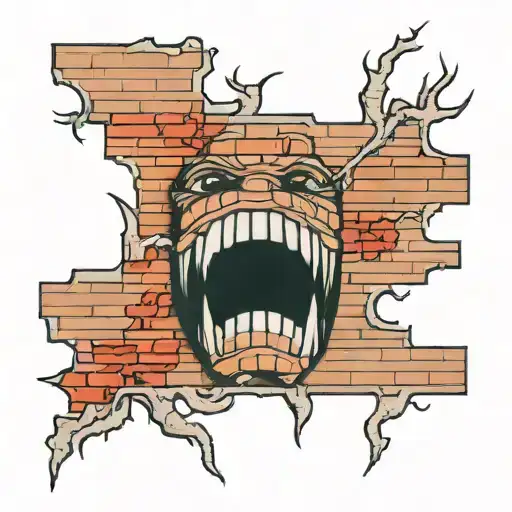 brick wall shading tattoo design idea