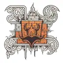 brick wall shading tattoo design idea