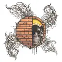 brick wall shading tattoo design idea