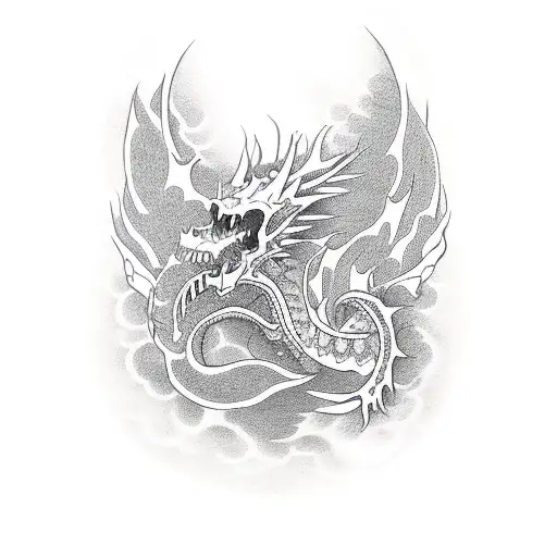 skeleton dragon tattoo design idea
