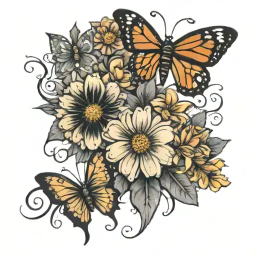 multiple sclerosis tattoo with butterfly and flowers tattoo design idea