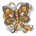 multiple sclerosis with orange ribbon butter fly tattoo design idea