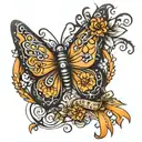 multiple sclerosis with orange ribbon butter fly tattoo design idea